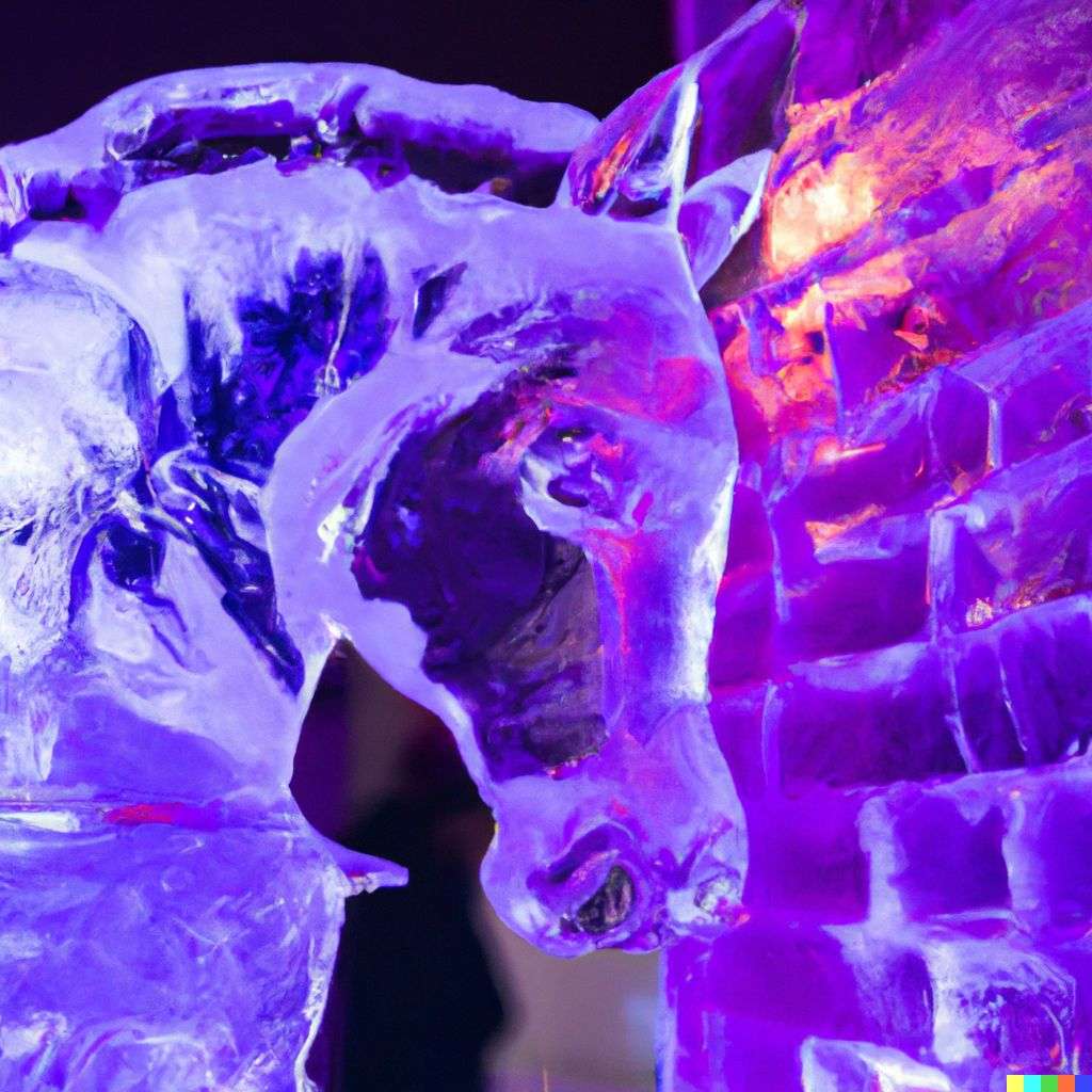 a horse, ice sculpture